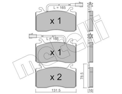 комплект спирачно феродо, дискови спирачки METELLI