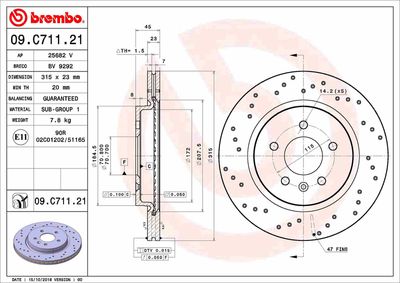 BREMBO 09.C711.21 Деталь для OPEL ASTRA J Sports Tourer (P10) 2.0 BiTurbo CDTI (35)