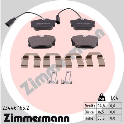 Комплект тормозных колодок, дисковый тормоз ZIMMERMANN 23446.165.2 для FIAT PREMIO
