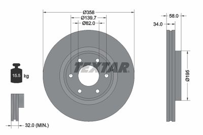 Тормозной диск TEXTAR 92309803 для NISSAN PATROL