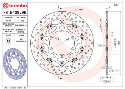 Brake disc Voor drijvend, 300/105x5mm 6x120mm, diameter bevestigingsgat 6,5mm, hoogte (tussenruimte) 0
