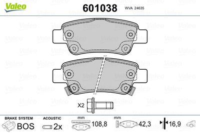 Комплект тормозных колодок, дисковый тормоз 601038