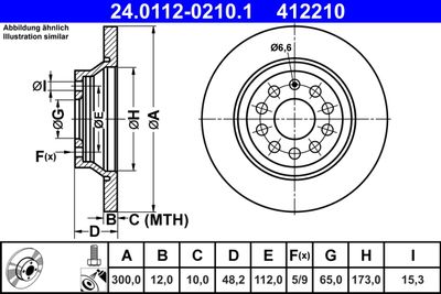 Тормозной диск ATE 24.0112-0210.1 для SKODA KODIAQ