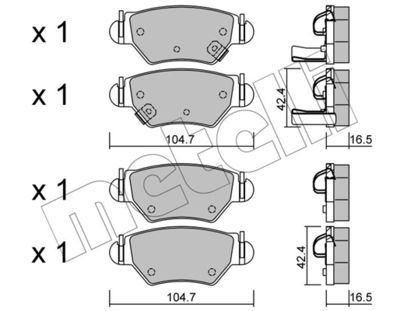 METELLI 22-0259-0 Тормозные колодки и сигнализаторы  для OPEL ASTRA G седан (T98) 1.7 DTI 16V (F69)