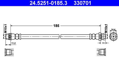 Тормозной шланг ATE 24.5251-0185.3 для RENAULT LAGUNA