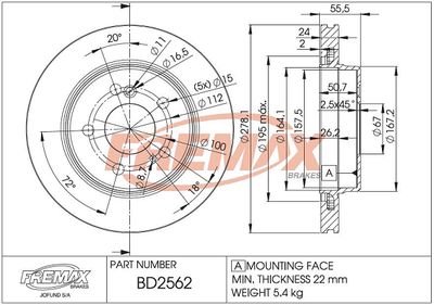 FREMAX BD-2562 Тормозные диски для CHRYSLER CROSSFIRE