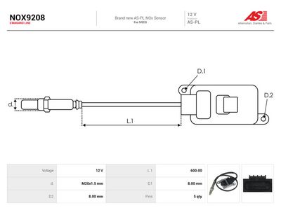 AS-PL - NOx-Sensor, vstrekovanie močoviny IVECO , NOX9208