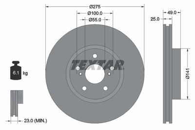 TEXTAR 92173103 Тормозные диски  для TOYOTA MATRIX (Тойота Матриx)