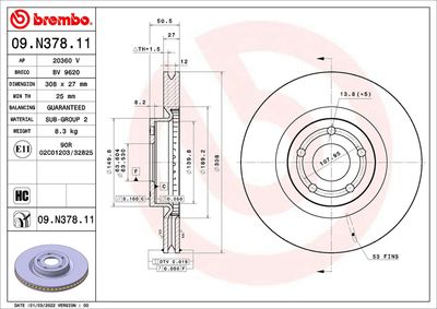 Bromsskiva BREMBO 09.N378.11