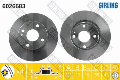 GIRLING 6026683 Тормозные диски  для MAZDA 121 II (DB) 1.3 i 16V