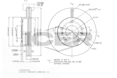 спирачен диск ICER 78BD0023-2