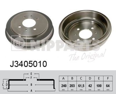 Тормозной барабан NIPPARTS J3405010 для MITSUBISHI COLT