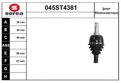STARTCAR 045ST4381 ШРУС  для VOLVO S80 II (124) 2.0 TDi