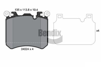 Комплект тормозных колодок, дисковый тормоз BENDIX Braking BPD2165 для ROLLS-ROYCE GHOST