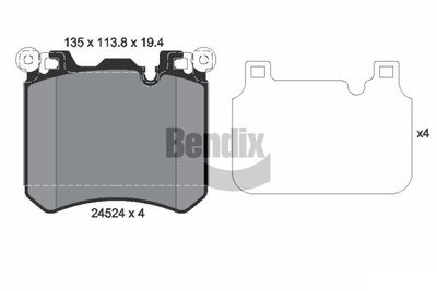 Комплект тормозных колодок, дисковый тормоз BENDIX Braking BPD2165 для ROLLS-ROYCE WRAITH