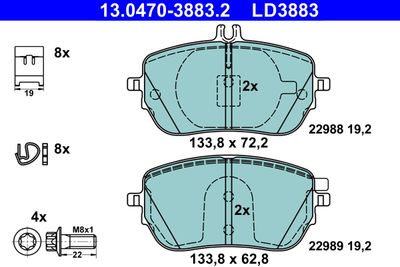 Комплект тормозных колодок, дисковый тормоз ATE 13.0470-3883.2 для MERCEDES-BENZ GLA