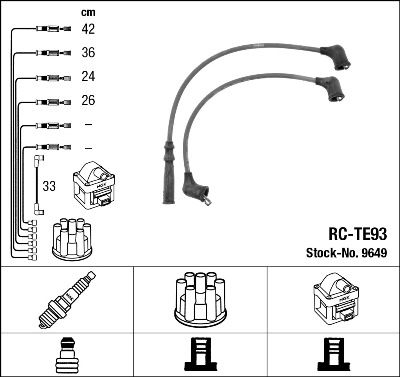 Комплект проводов зажигания NGK 9649 для TOYOTA CARINA