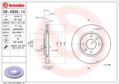 BREMBO 09.4930.14 Тормозной диск 