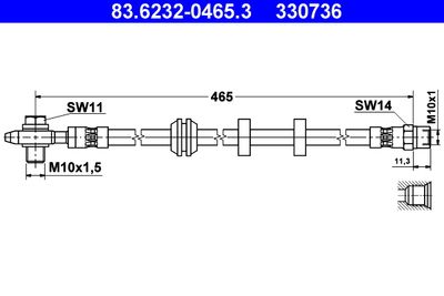 Тормозной шланг ATE 83.6232-0465.3 для VW VENTO