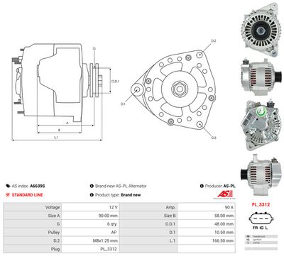 GENERATOR / ALTERNATOR AS-PL A6639S 4
