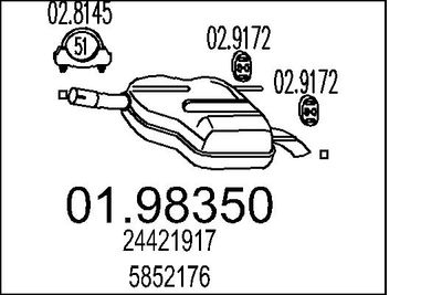 MTS 01.98350 Глушитель выхлопных газов  для OPEL VECTRA C GTS (Z02) 1.8 (F68)