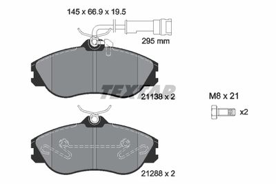 Комплект тормозных колодок, дисковый тормоз TEXTAR 2113802 для AUDI QUATTRO