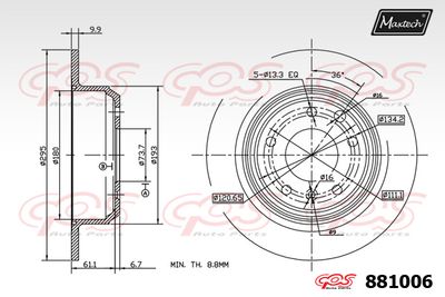 Тормозной диск MAXTECH 881006 для DAIMLER 2.8
