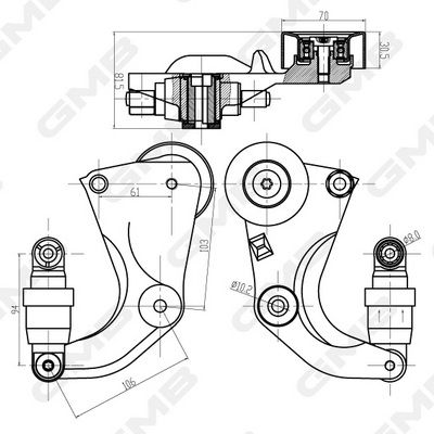GMB GHAT-216 Натяжитель ремня генератора для HONDA CIVIC VIII седан (FD, FA) 1.6