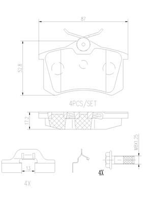 Sada brzdových destiček, kotoučová brzda BREMBO P85020N