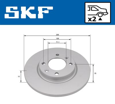 спирачен диск SKF VKBD 91378 S2