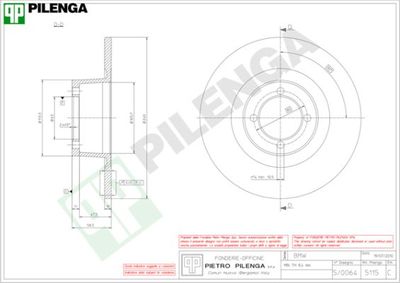 Тормозной диск PILENGA 5115 для BMW 1502-2002