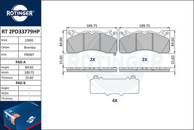 Brake pad set, disc brake