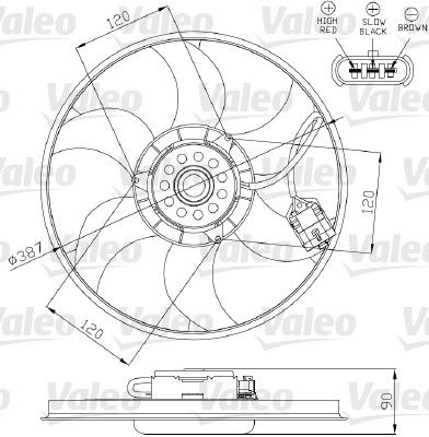 VALEO 696284 Вентилятор системы охлаждения двигателя  для OPEL COMBO (Опель Комбо)