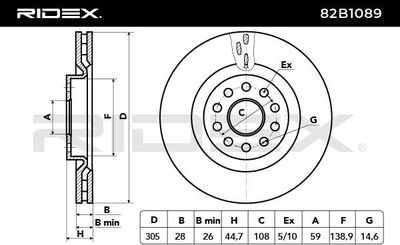 спирачен диск RIDEX 82B1089
