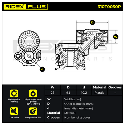 обтящна ролка, пистов ремък RIDEX 310T0030P