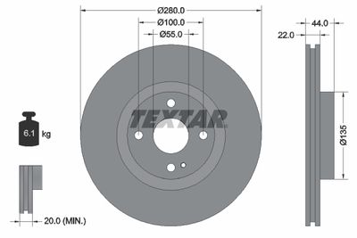 Тормозной диск TEXTAR 92301503 для ABARTH 124