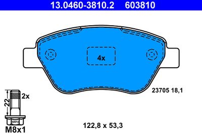 Комплект тормозных колодок, дисковый тормоз ATE 13.0460-3810.2 для FIAT IDEA