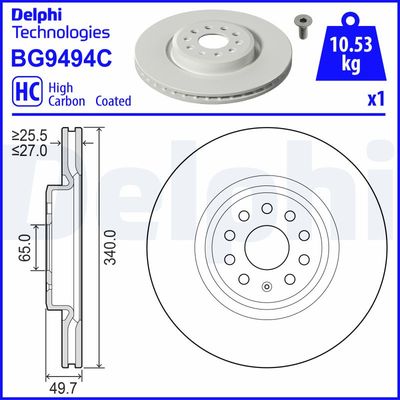 Tarcza hamulcowa DELPHI BG9494C