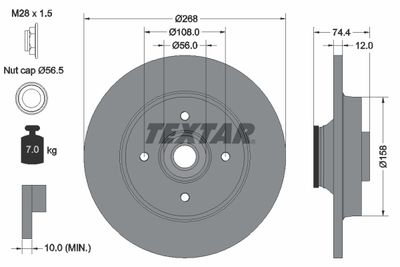 Тормозной диск TEXTAR 92168703 для CITROËN DS4