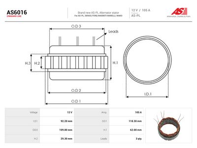Stator, dynamo AS-PL AS6016
