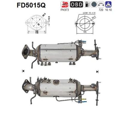 Filtr sadzy / filtr cząstek stałych, układ wydechowy AS RFL82055XA