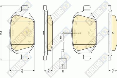 Комплект тормозных колодок, дисковый тормоз GIRLING 6118941 для ABARTH 500C