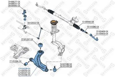 носач, окачване на колелата STELLOX 57-03529-SX