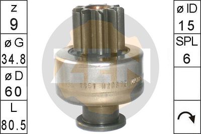 Привод с механизмом свободного хода, стартер ERA ZN1651