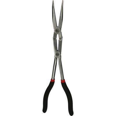 Ks Tools - Dvojkĺbové úzke ploché kliešte, zahnuté L-335mm