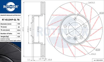 спирачен диск ROTINGER RT 4513HP-GL T6
