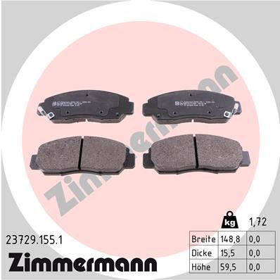 Комплект тормозных колодок, дисковый тормоз ZIMMERMANN 23729.155.1 для HONDA FR-V