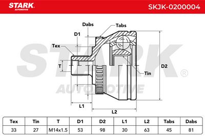 каре комплект, полуоска STARK SKJK-0200004