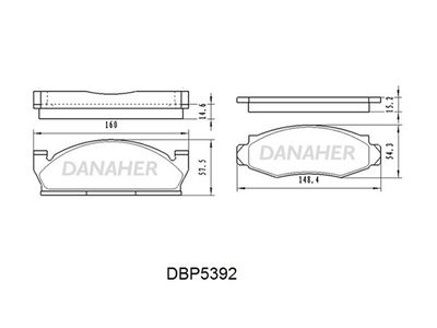 Комплект тормозных колодок, дисковый тормоз DANAHER DBP5392 для JEEP CJ5
