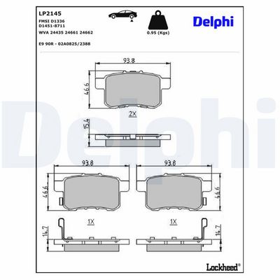 Remblokken set Achter , past: HONDA ACCORD IX, ACCORD VIII, CIVIC III, CIVIC IV 1.5-2.4 03.86-